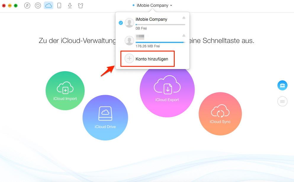 Anderen iCloud-Account hinzufügen - Schritt 2