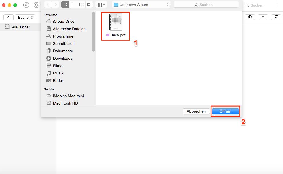 PDF Dateien in iBooks-App auf iOS-Gerät importieren - Schritt 2