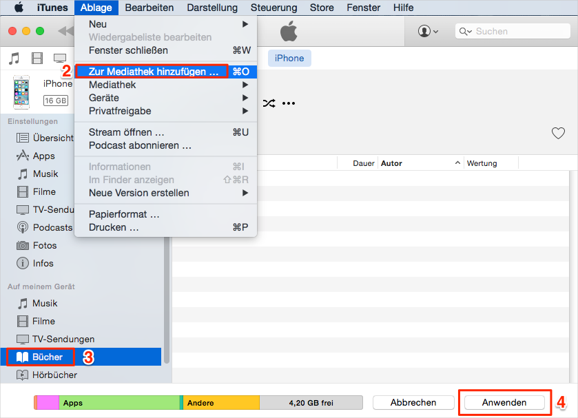 Über iTunes – PDF in iBook speichern
