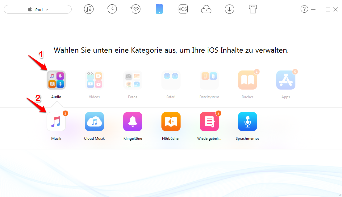 Musik vom iPod auf PC übertragen – Schritt 2