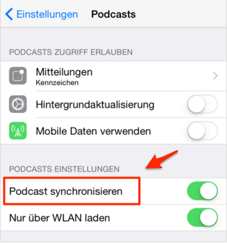 Podcast zwischen iTunes und iPhone synchronisieren