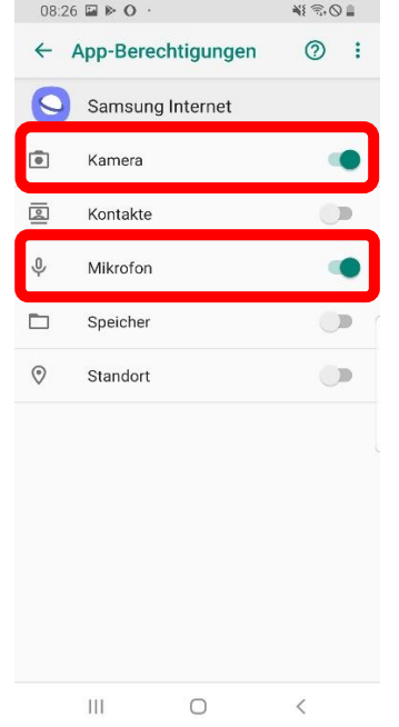 Grüner Punkt Samsung deaktivieren: über Schnelleinstellungen