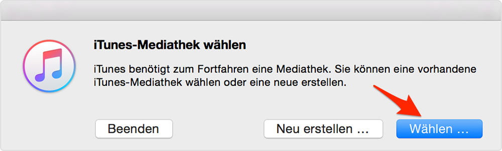 iTunes Mediathek wählen – Schritt 4