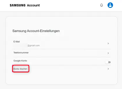 Samsung-Account löschen