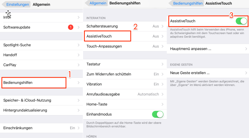 iPhone X Screenshot funktioniert nicht mehr - Assistive Touch aktivieren