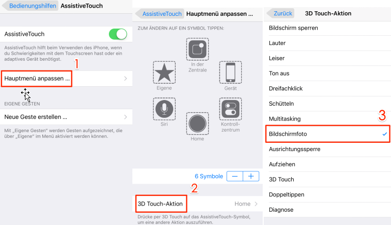 3D Touch Aktion ausführen – iPhone/iPad Screenshot funktioniert nicht
