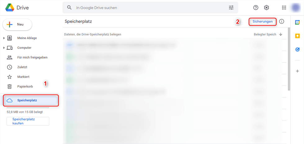 Sicherungen auf Google Drive überprüfen