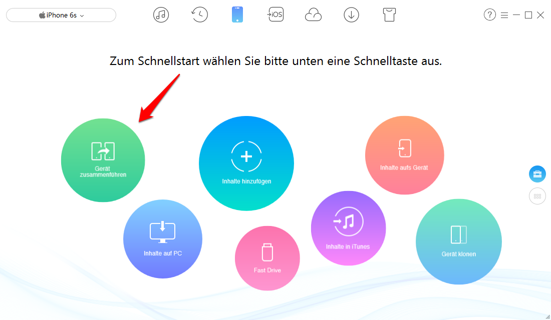 AnyTrans starten und wählen Sie Inhalt zusammenführen - Schritt 2
