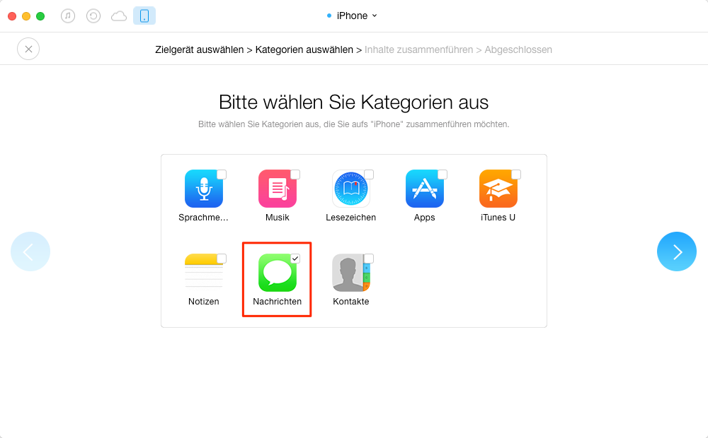 SMS & iMessage vom iPhone zu iPhone – Schritt 4