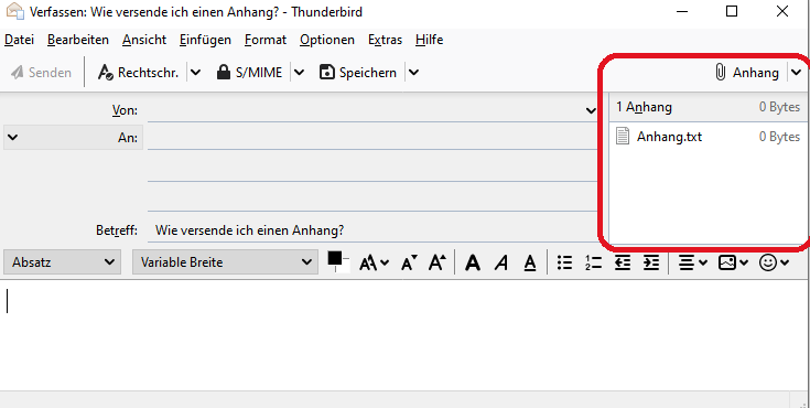Tippen Sie nun auf den Anhang