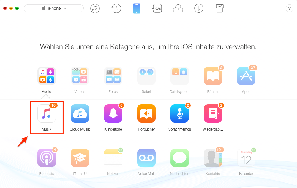 Alternative zu iTunes für Datenübertragung – Schritt 1