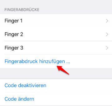 Touch ID-Fingerabdruck hinzufügen