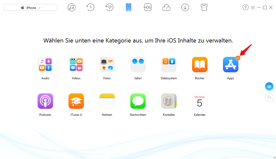 Spiele auf iPhone transportieren – schritt 2