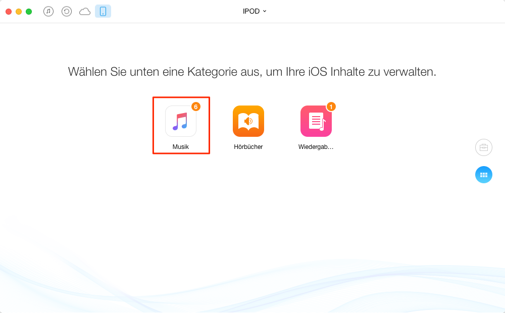 AnyTrans starten und Musik auswählen – Schritt 1
