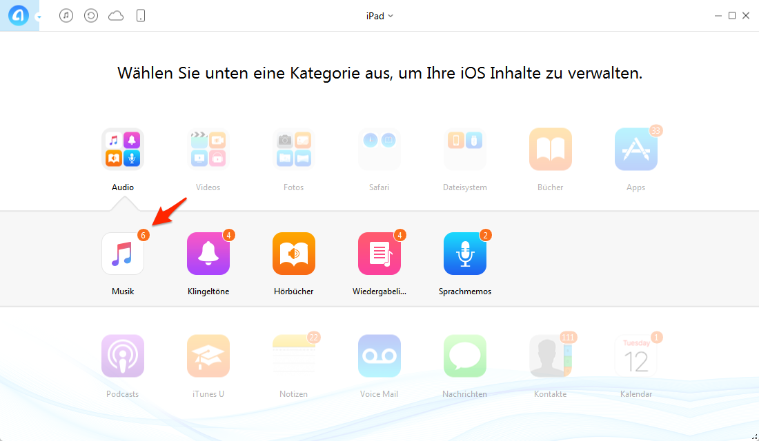 iPad Musik auf den PC übertragen – Schritt 3