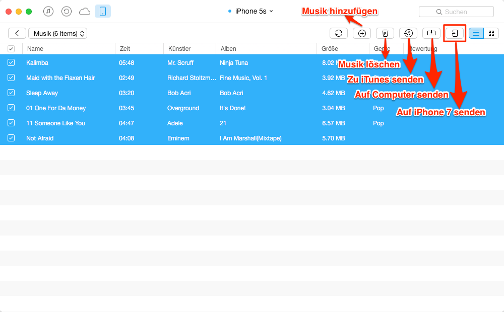 Musik vom iPhone zum iPhone senden – Schritt 4
