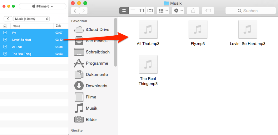 Musik vom iPhone auf Mac erfolgreich übertragen – Schritt 4