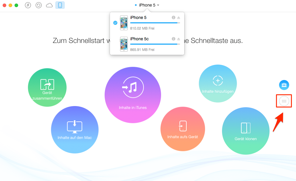 Musik zwischen zwei iPhones übertragen – Schritt 2