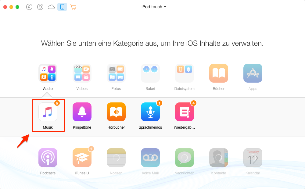Musik auf iPod laden - Schritt 2