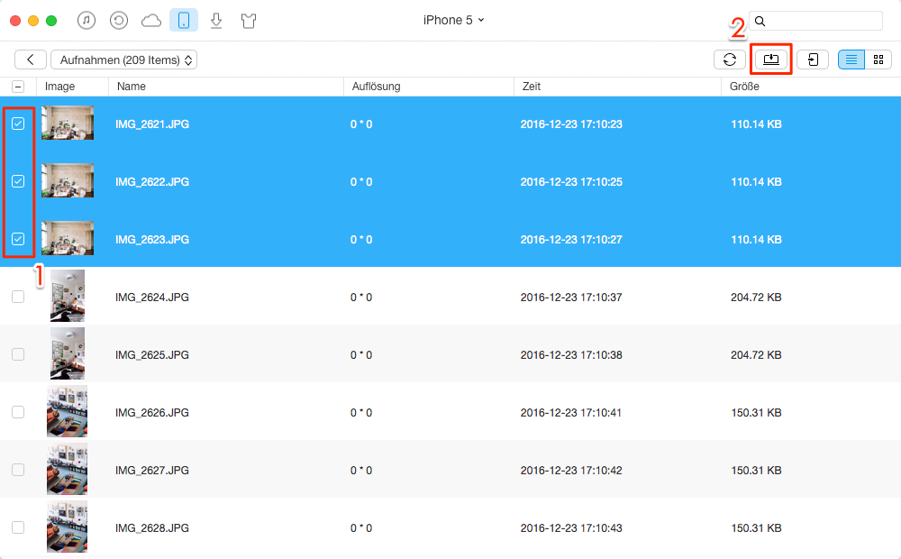 Fotos vom iPhone 5c auf Computer übertragen – Schritt 2