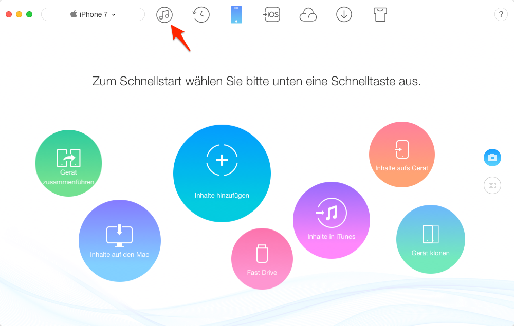 iTunes Playlist bzw. Wiedergabeliste und Musik auf iPhone übertragen – Schritt 1