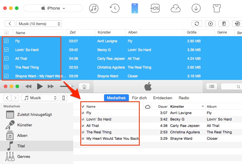 Wie kann man Musik vom iPhone auf iTunes übertragen – Schritt 4