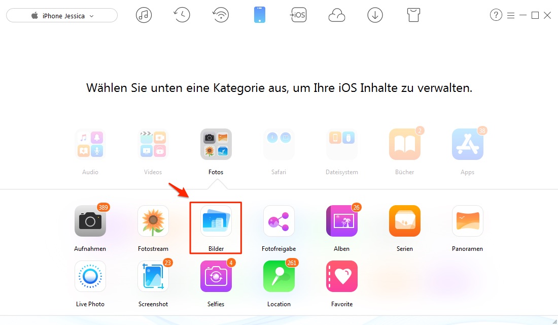Wie kann ich Bilder von meinem PC auf mein iPhone laden - Schritt 1