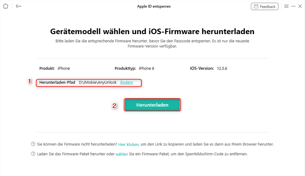 Um Apple ID zu entsperren iOS-Firmware herunterladen
