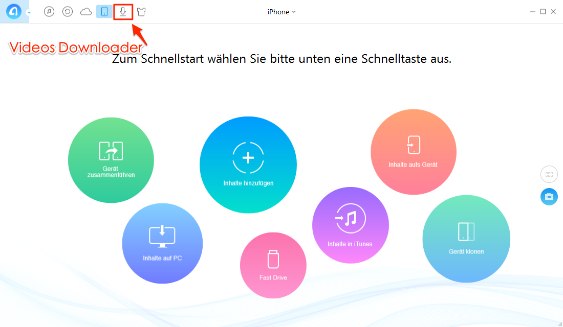 AnyTrans starten und Downloader auswählen - Schritt 1