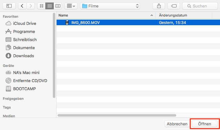 Videos vom Mac auf iPhone – Schritt 4