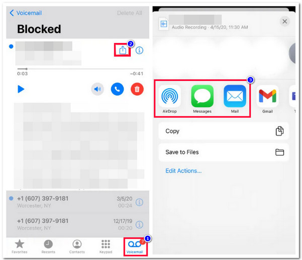 Voicemails per AirDrop übertragen
