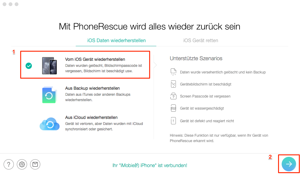 Vom iOS Gerät wiederherstellen