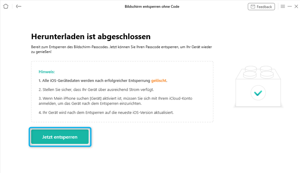 Wählen Sie Jetzt entsperren