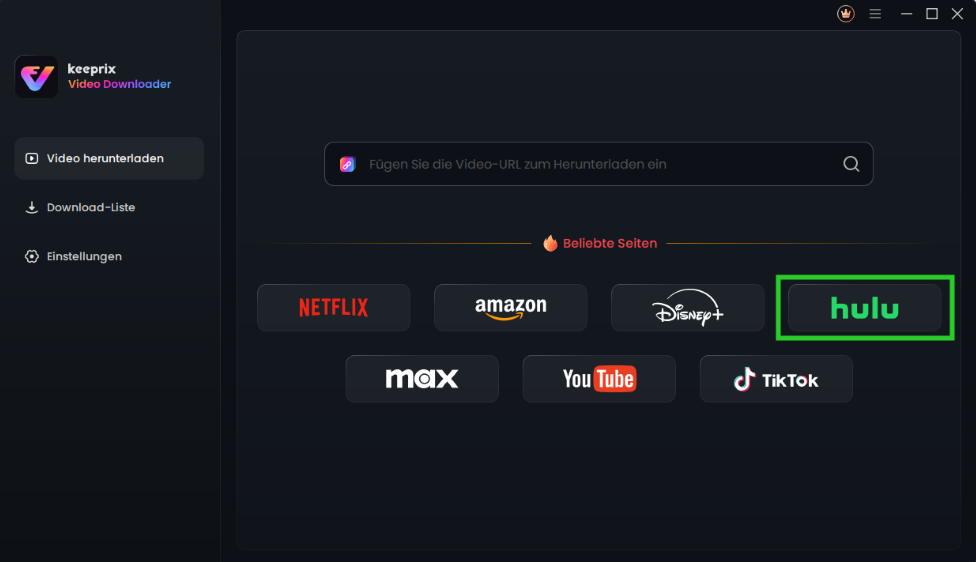 Wählen Sie die Hulu-Plattform