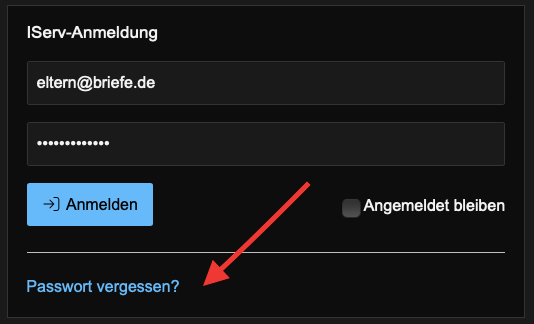 Wählen Sie „Passwort vergessen“