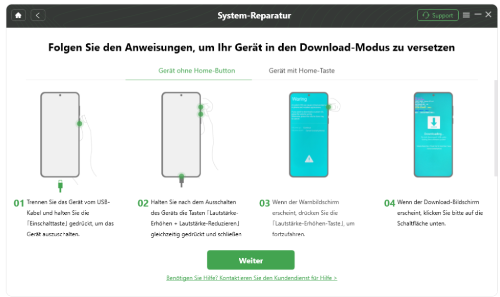 Versetzen Sie Ihr Gerät in den Download-Modus