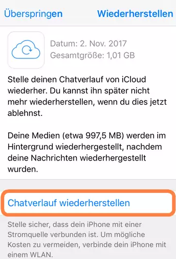 WhatsApp aus Backup wiederherstellen Mit iCloud