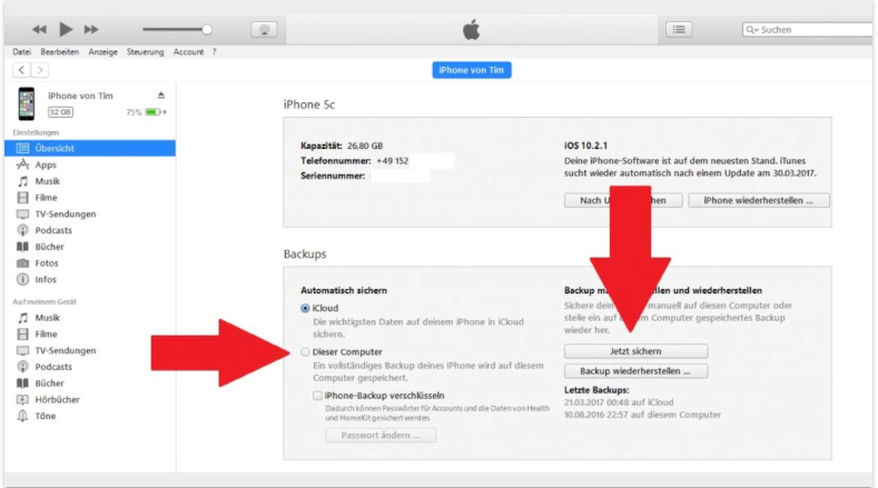 WhatsApp aus Backup wiederherstellen Mit iTunes