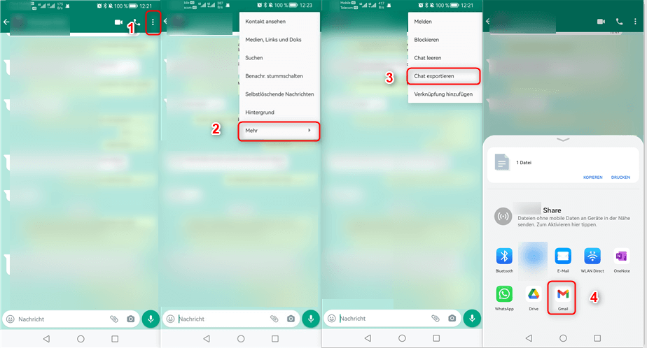 WhatsApp-Chat von Android auf iPhone mit E-Mail exportieren