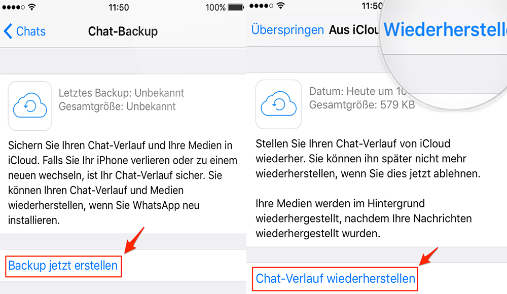 WhatsApp Chatverlauf auf iPhone über iCloud wiederherstellen