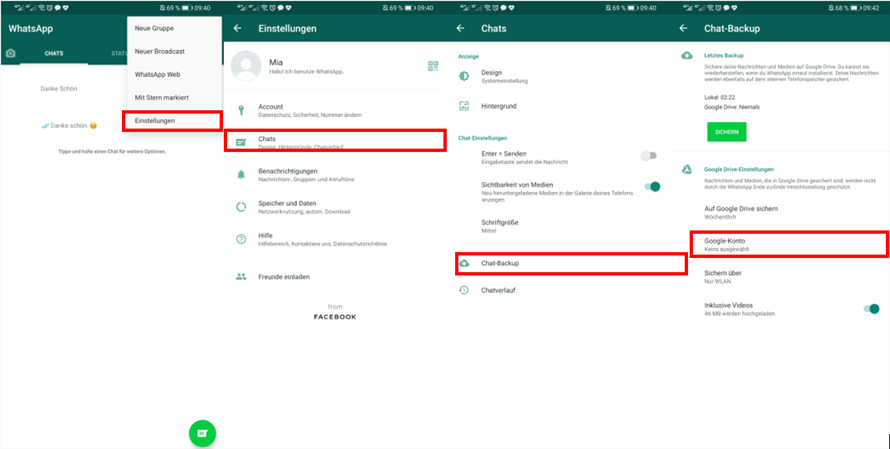 WhatsApp-Daten auf Google Drive sichern