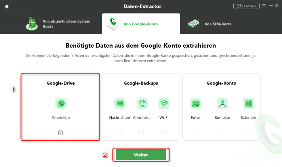 WhatsApp-Daten aus Google Drive extrahieren