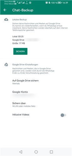 WhatsApp - Google-Konto ändern