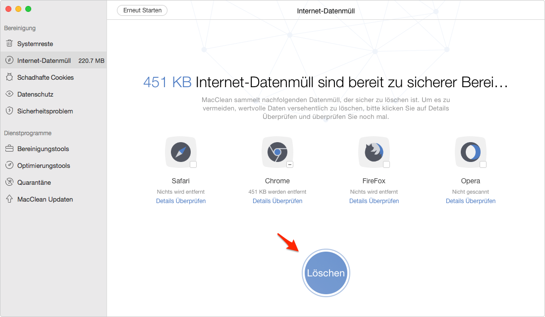 Mac Chrome Cookies mit einem Klick löschen - Schritt 3