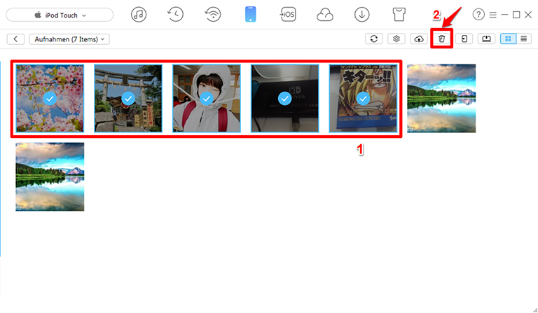 iPod touch Bilder selektiv löschen – Schritt 3
