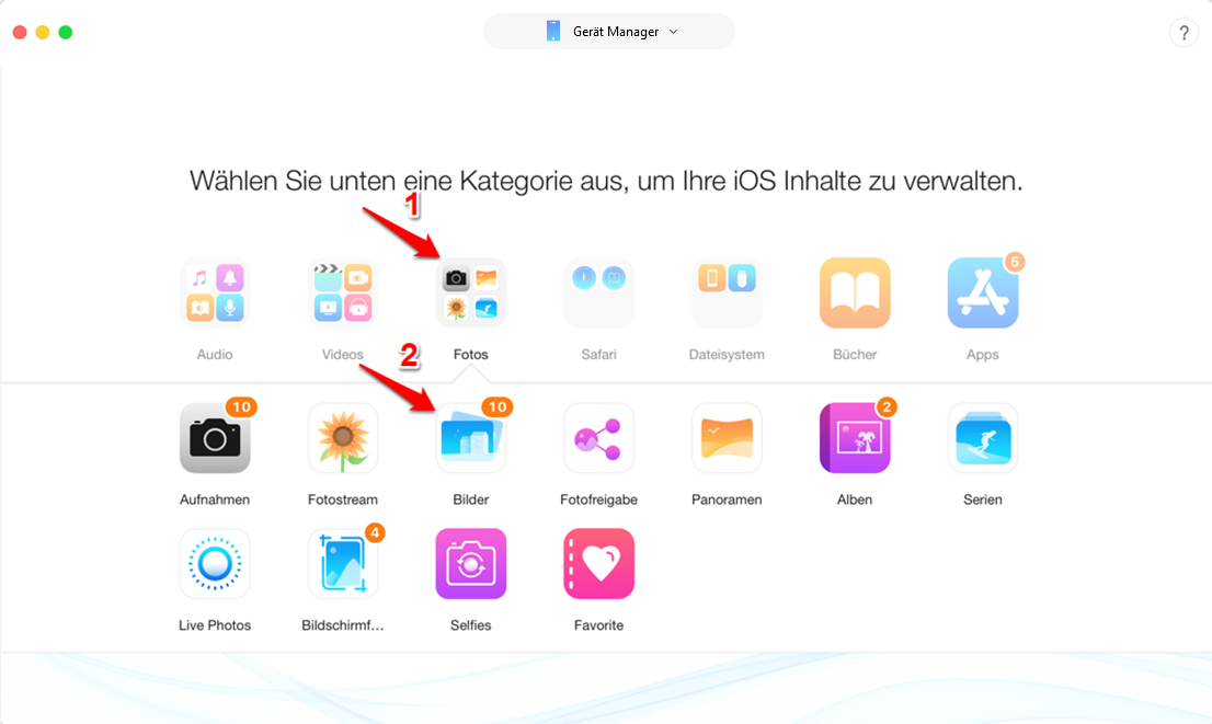 Bilder von iPhoto auf iPhone transportieren – Schritt 2