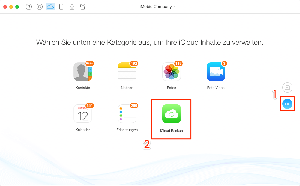 iCloud-Backup zugreifen und auswählen - Schritt 2
