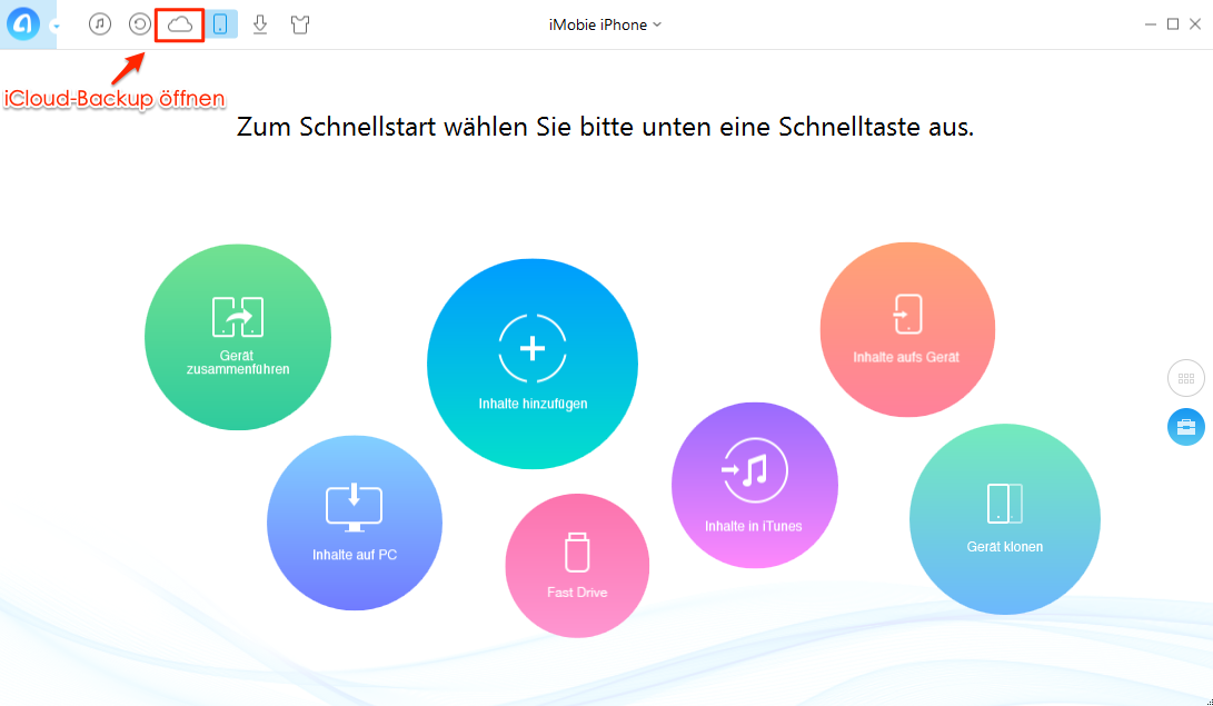 AnyTrans öffnen und auf iCloud klicken - Schritt 1