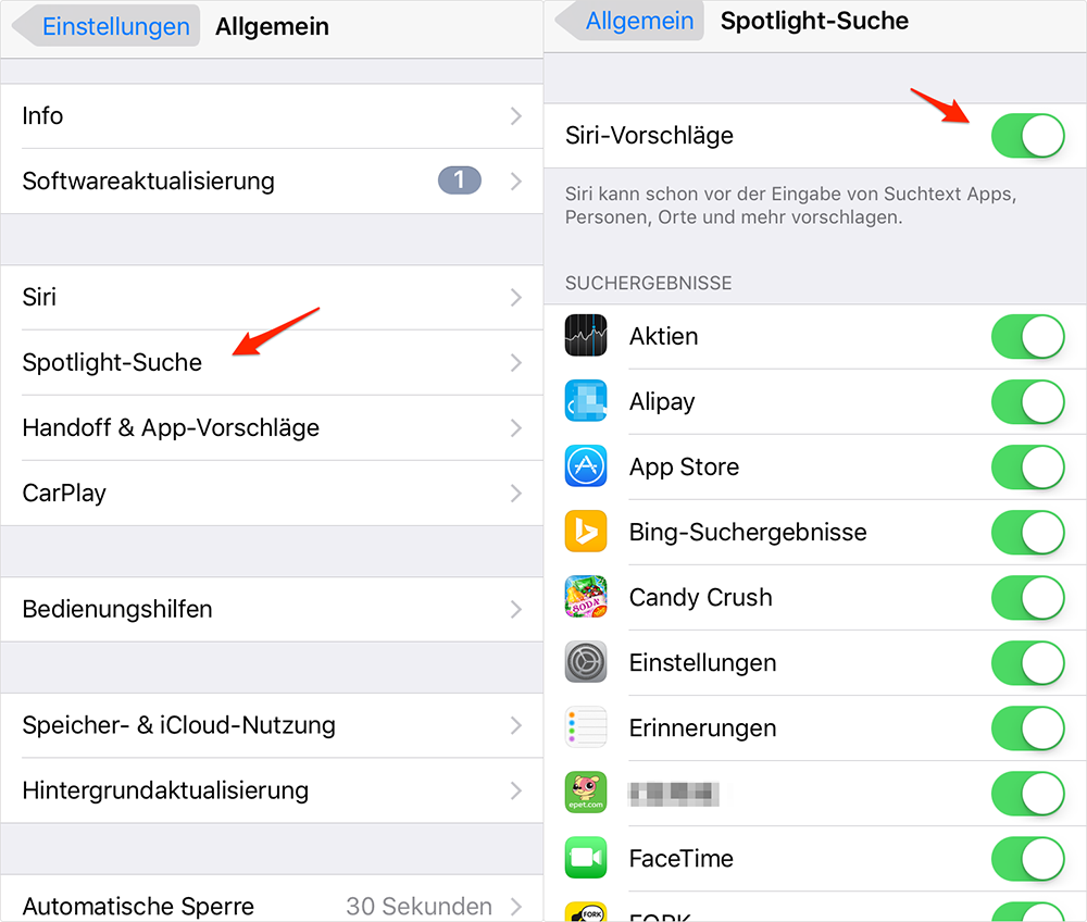 iOS 10-Gerät beschleunigen: Spotlight-Such optimieren