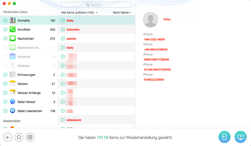 iPhone 6/6s Kontakte wiedergewinnen - Schritt 3